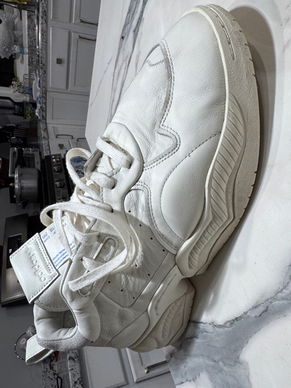 adidas White Leather Chunky Lace-Up Sneakers